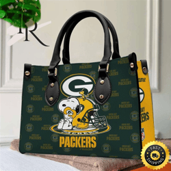 Green Bay Packers NFL Snoopy Women Premium Leather Hand Bag