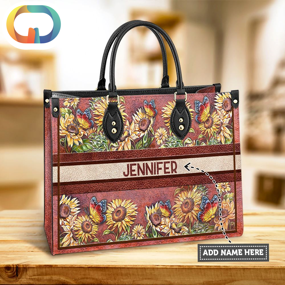 Butterfly Sunflower Personalized Leather Bag.jpg