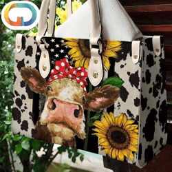 Cow Bandana Sunflower Leather Women Handbags