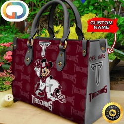Custom Name Ncaa Troy Trojans Mickey Leather Bag