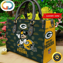 Custom Name NFL Green Bay Packers Leather Bag