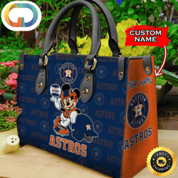 Custom Name USA MLB Houston Astros Mickey Leather Bag