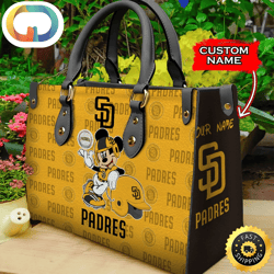 Custom Name USA MLB San Diego Padres Mickey Leather Bag