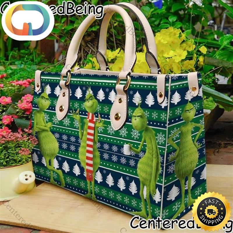 Grinch Christmas Handbag, Halloween Leather Bag.jpg