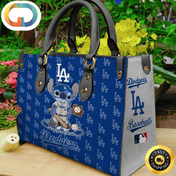 Los Angeles Dodgers Stitch Women Leather Hand Bag