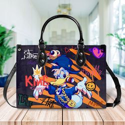 Custom Donald Duck Women Leather Bag Handbag,Donald Women Bag Purses,Donald Lovers Handbag