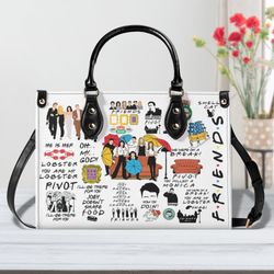 Friends Women Leather Handbag, Travel handbag, Gift for fan