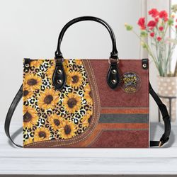 Sunflower Leather Bag, Sunflower Handbag ,Tote Bag