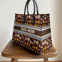 Dog Mom Pattern Leather Bag, Women Leather HandBag, Personalized Gifts, Gift for Her