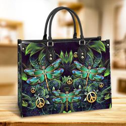 Dragonfly Leather Handbag, Women Leather HandBag, Personalized Gifts, Best Mother's Day Gifts, Gift for Her