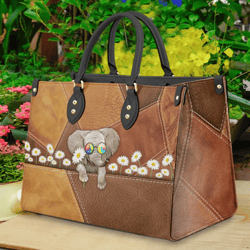 Hippie Elephant Daisy Leather Handbag, Women Leather HandBag, Best Mother's Day Gifts, Gift for Her