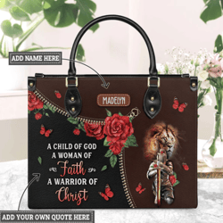 Personalized A Child Of God A Woman Of Faith Leather Handbag, Women Leather HandBag, Gift for Her