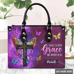 Personalized May God Grace Be With You Leather Handbag, Women Leather HandBag, Gift for Her