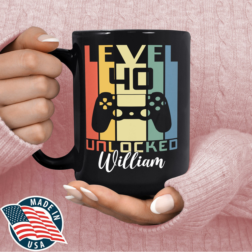 40th Birthday Gift For Gamer - Personalised 40th Birthday Mug - Custom Happy 40th Birthday Gifts - Video Gamer Mug - Birthday Gift For Gamer.jpg