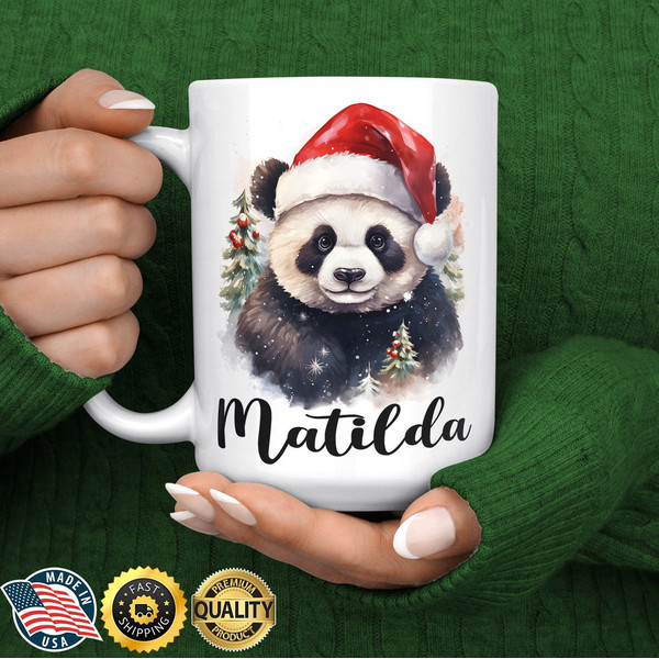 Christmas Panda Mug - Personalized Panda Christmas Gift - Custom Panda Xmas Mug - Panda Gifts for Girls - Panda Bear Mug - Panda Lover Mug.jpg