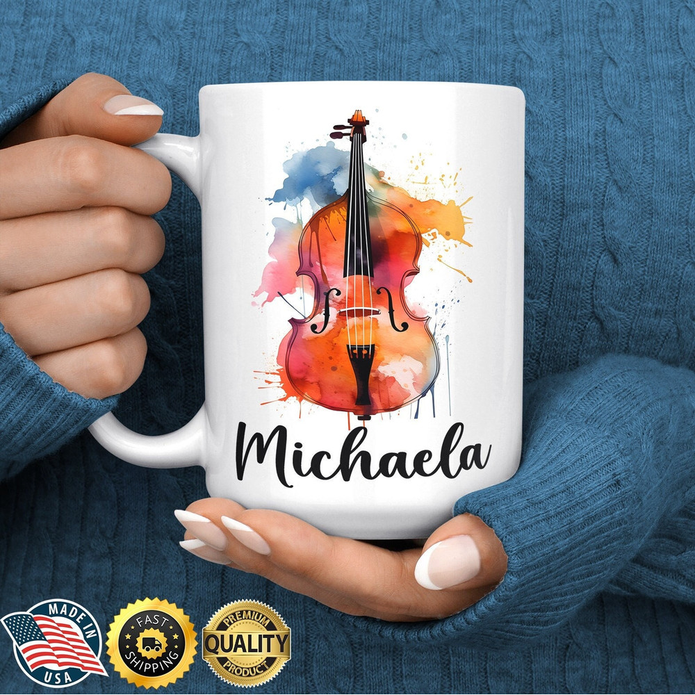 Double bass Coffee Mug - Custom Double Bass Player Gifts for Men - Personalized Gift for Women - Double Bass Music Teacher - Birthday Gifts.jpg