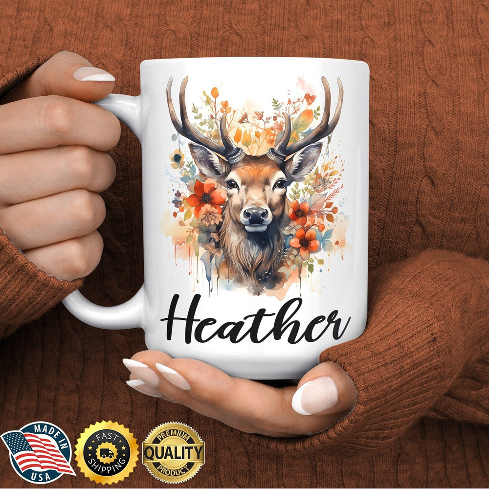 Elk Coffee Mug - Personalized Elk Gift - Elk Mug with Name for Women - Elk Gift - Elk Lover Gift Idea - Elk Themed Birthday Gift.jpg