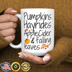 Fall Mug, Autumn Mug, Pumpkins and Hayrides
