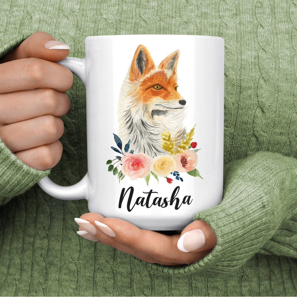 Fox Coffee Mug - Fox Mug with Name - Personalized Fox Coffee Cup for Women - Fox Lover Gifts for Fox Lovers - Fox Christmas Gifts Woodland 1.jpg