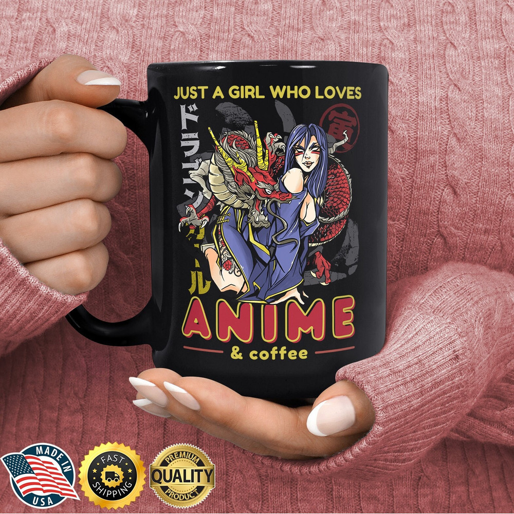 Just A Girl Who Loves Anime Mug - Anime Coffee Cup - Anime Gift For Girls - Manga Mug - Anime Lover Gift - Anime and Dragons Cup.jpg