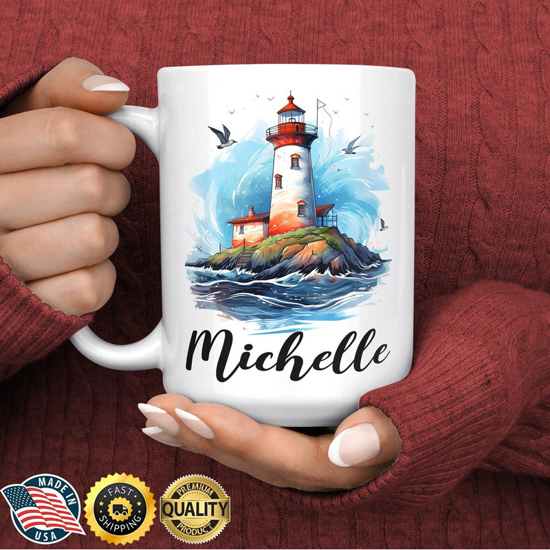 Lighthouse Mug - Lighthouse Coffee Mug - Lighthouse Gifts - Personalized Lighthouse Mug - Customized Ocean Waves Beach Custom Gift.jpg