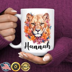 lioness mug, lion gifts for women, lion lover gifts