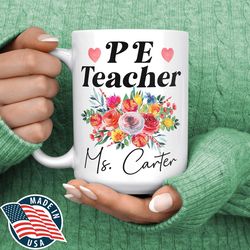 pe teacher gift, pe teacher mug, personalised pe teacher coffee cup