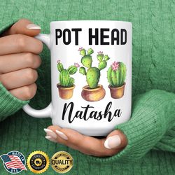 plant mug, custom cactus mug, pot head mug
