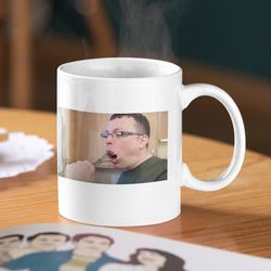 funny whisk guy meme come dine with me ceramic mug 11oz, 15 oz mug, funny coffee mug