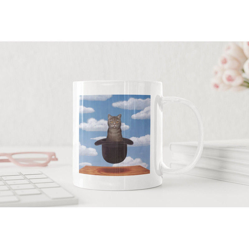 Rene Margitte Cat In a Hat Ceramic Mug 11oz.jpg