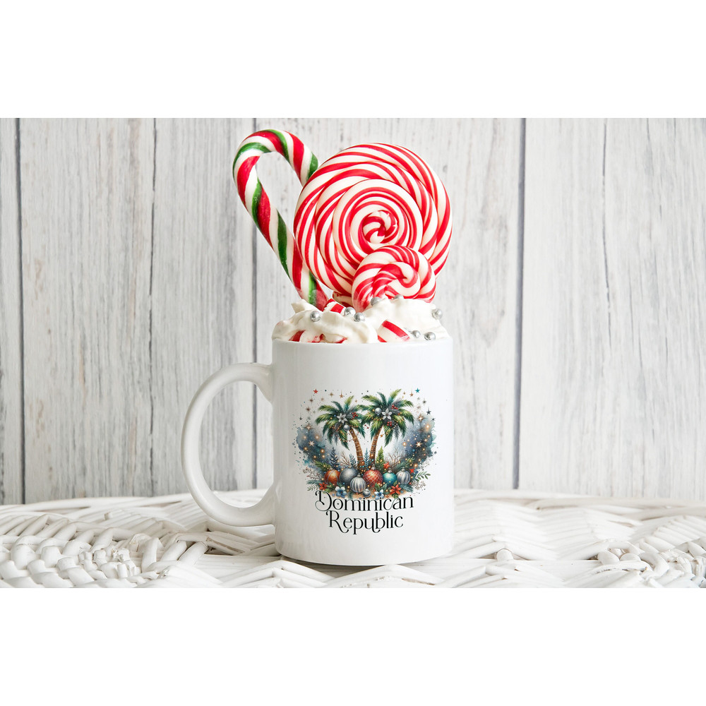 Dominican Republic Christmas Mug, XMas Gift for Dominican Mom, Caribbean Cruise Ceramic Coffee Cup, Punta Cana Destination Wedding Souvenir.jpg