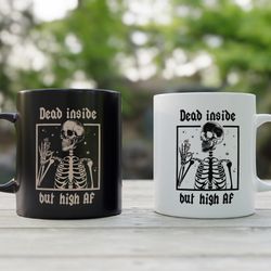 funny stoner coffee mug 2, skeleton pothead cup, weed gift from wife
