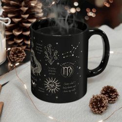 virgo mug, zodiac astrology affirmation cup, celestial star sign, birth constellation, witchy birthday gift