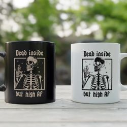 funny stoner coffee mug, skeleton pothead cup, weed gift from wife, cannabis wake and bake, marijuana mug