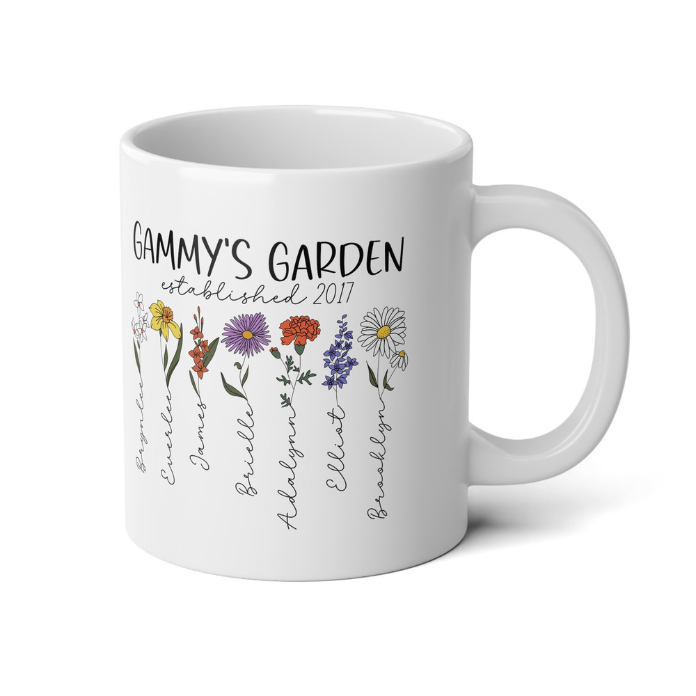 Custom flowers Garden Jumbo Mug 20oz Mama's Garden Grandma's Garden personalization mug giant mug for mom custom names on giant unique mug.jpg