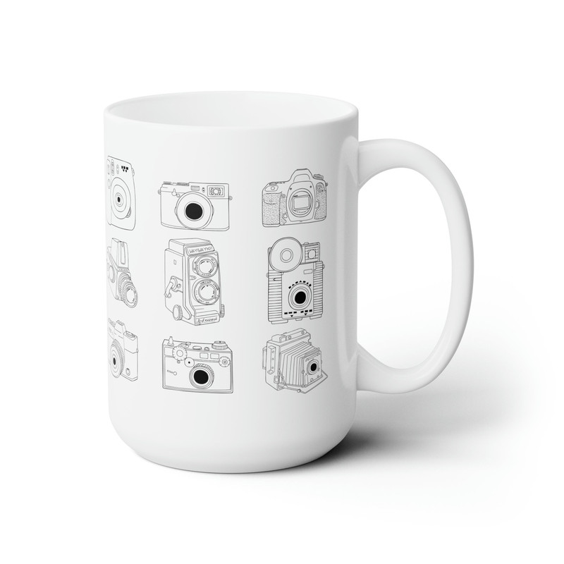 Hand Drawn Cameras Mug Photography Mug Retro Photography Lover Gift Photography Business Mug Camera Polaroid Kodak Canon Retro video cameras.jpg