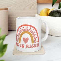 he is risen, easter day gift, spring mug, easter eggs