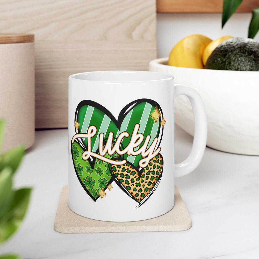 Lucky Shamrocks, Lucky, Leprechaun, St Patricks Day Gift, March Gift, St Paddys Day, Shamrock Gift, Irish Coffee Mug, Ceramic Mug, 11oz.jpg