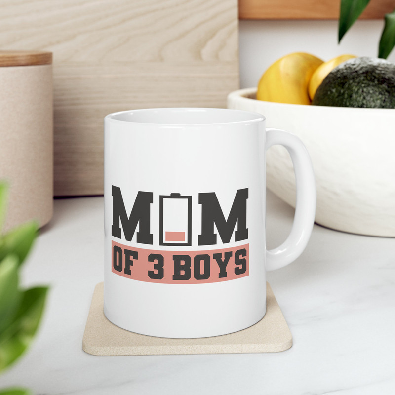 Mom Of 3 Boys, Mothers Day Gift, Mothers Day, Gift For Mom, Greatest Mom, Mom Coffee Mug, Funny Mom Mug, Mama Bear, Love Mom, Ceramic, 11oz.jpg