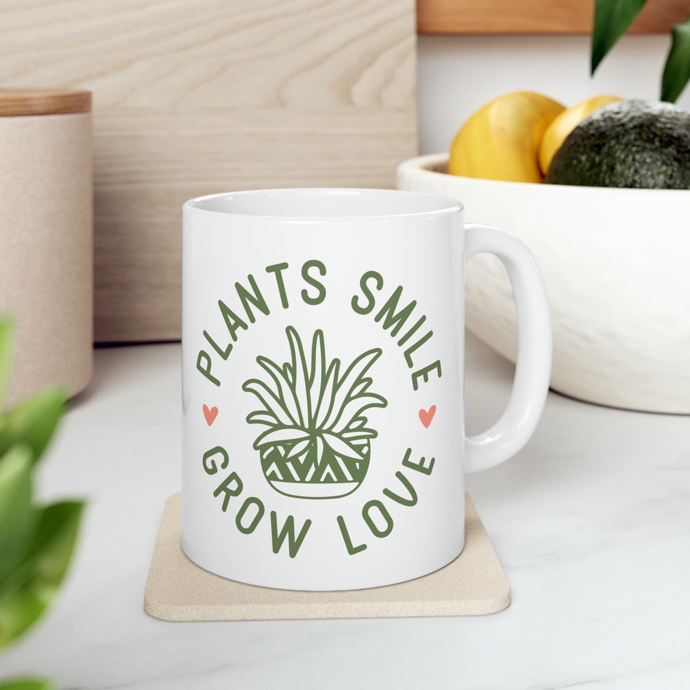 Plants Smile Grow Love, Plant Lady Mug, Plant Gift, Plant Lover, Plant Mom, Plant Lady, Gardner Mug, Gardner Coffee Mug, Plant Lover Mug.jpg