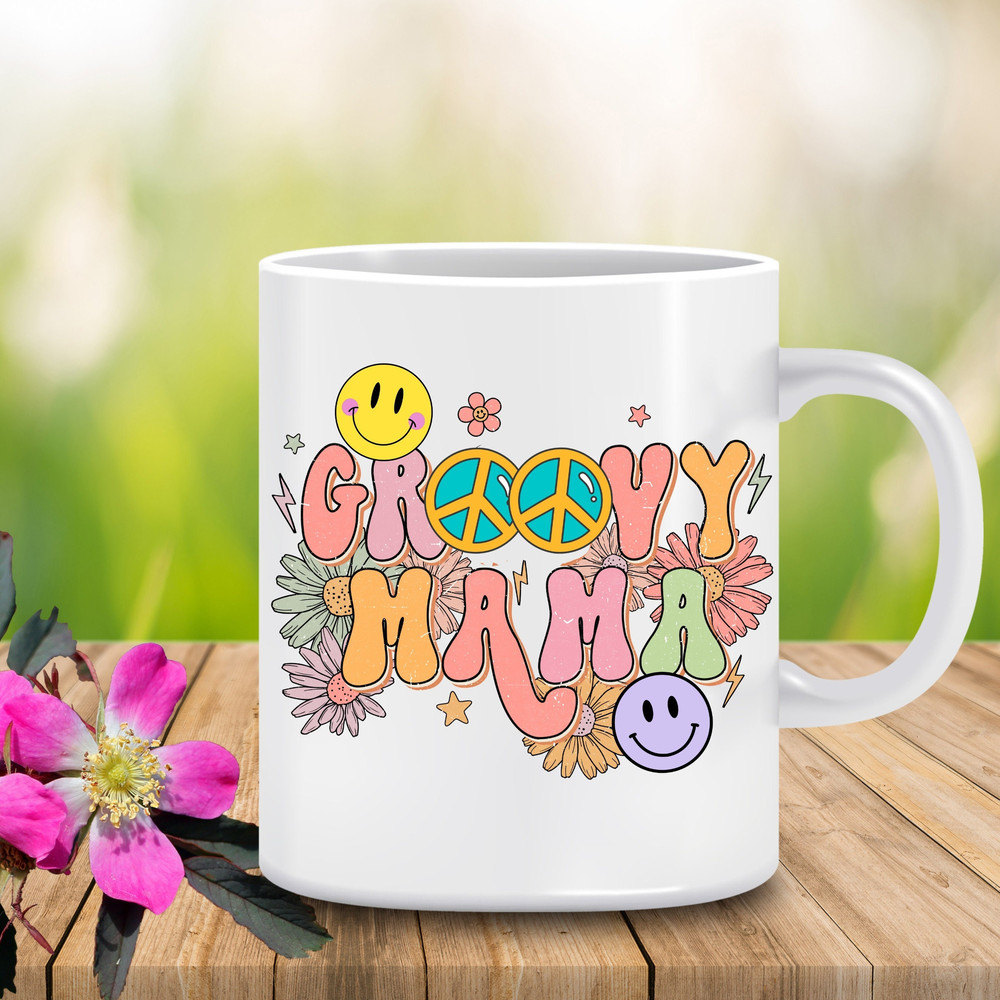 Groovy Mama Ceramic Mug, Hippie Mama Coffee Mug, Boho Mom Mug, Retro Mom Mug, Good Vibes Only Mug, Gift For A Groovy Mom, Stay Groovy Mug.jpg