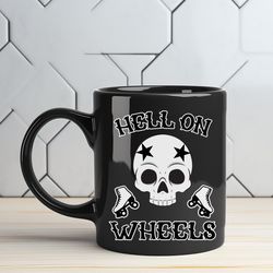 hell on wheels ceramic mug , roller derby coffee mug, derby girl