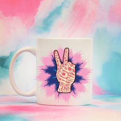 peace sign ceramic mug, hippie vibes coffee mug, positive vibes coffee cup