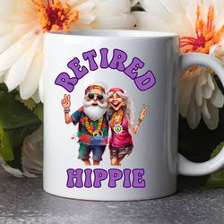retired hippie ceramic coffee mug, groovy hippie vibes coffee cup, good vibes