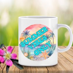 summer vibes only ceramic mug, beachy vibes coffee mug, summer coffee cup