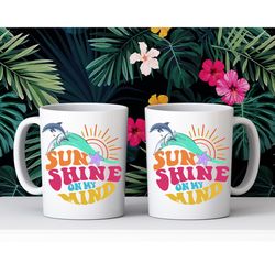 sunshine on my mind ceramic mug, summer vibes coffee mug, retro summer coffee cup
