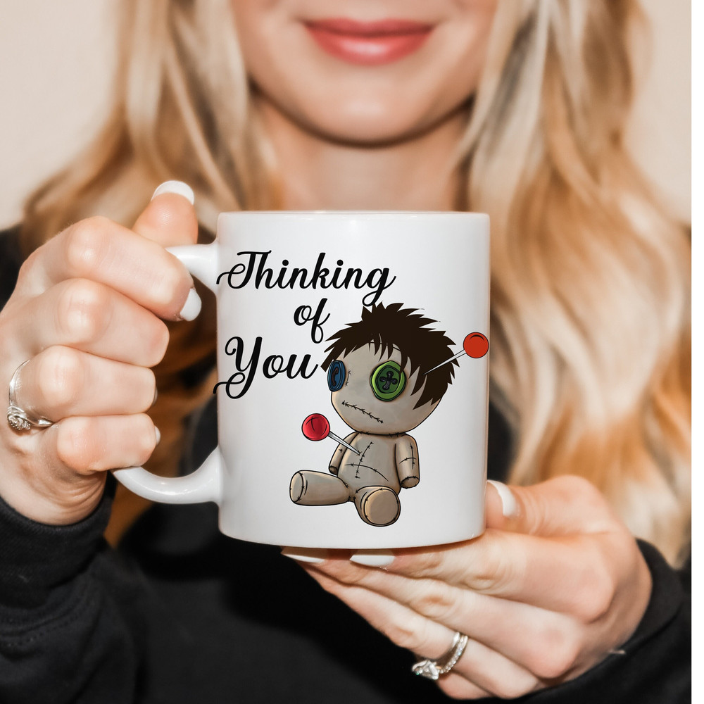 Thinking Of You Ceramic Mug, Funny Voodoo Doll Coffee Mug, Black Magic, Creepy Doll Coffee Cup, Revenge Doll, New Orleans, Magic Spell.jpg