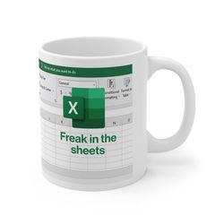 freak in the sheets coffee mug, 11oz funny office mug, excel enthusiast gift, accountant humor, tax professional cup