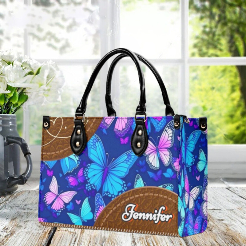 Personalized Handbag, Custom Butterfly Handbag, Butterfly Print Purse, Mother's Day Gift, Spring Handbag, Whimsical Design Bag.jpg
