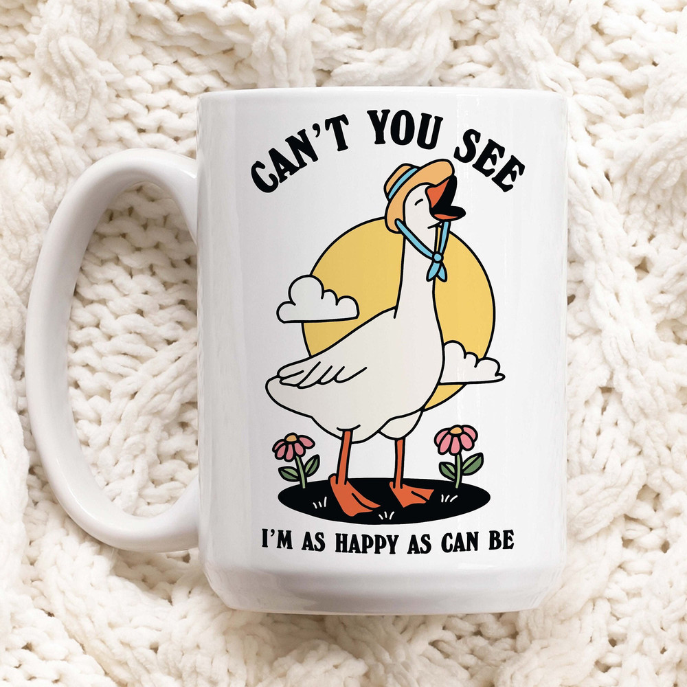 Cute Goose Cottagecore Coffee Mug, Wholesome Positive Quote, Retro Duck Teacher Cup, Hippie Office Gift, Handmade Mug, Cute Novelty Gift.jpg